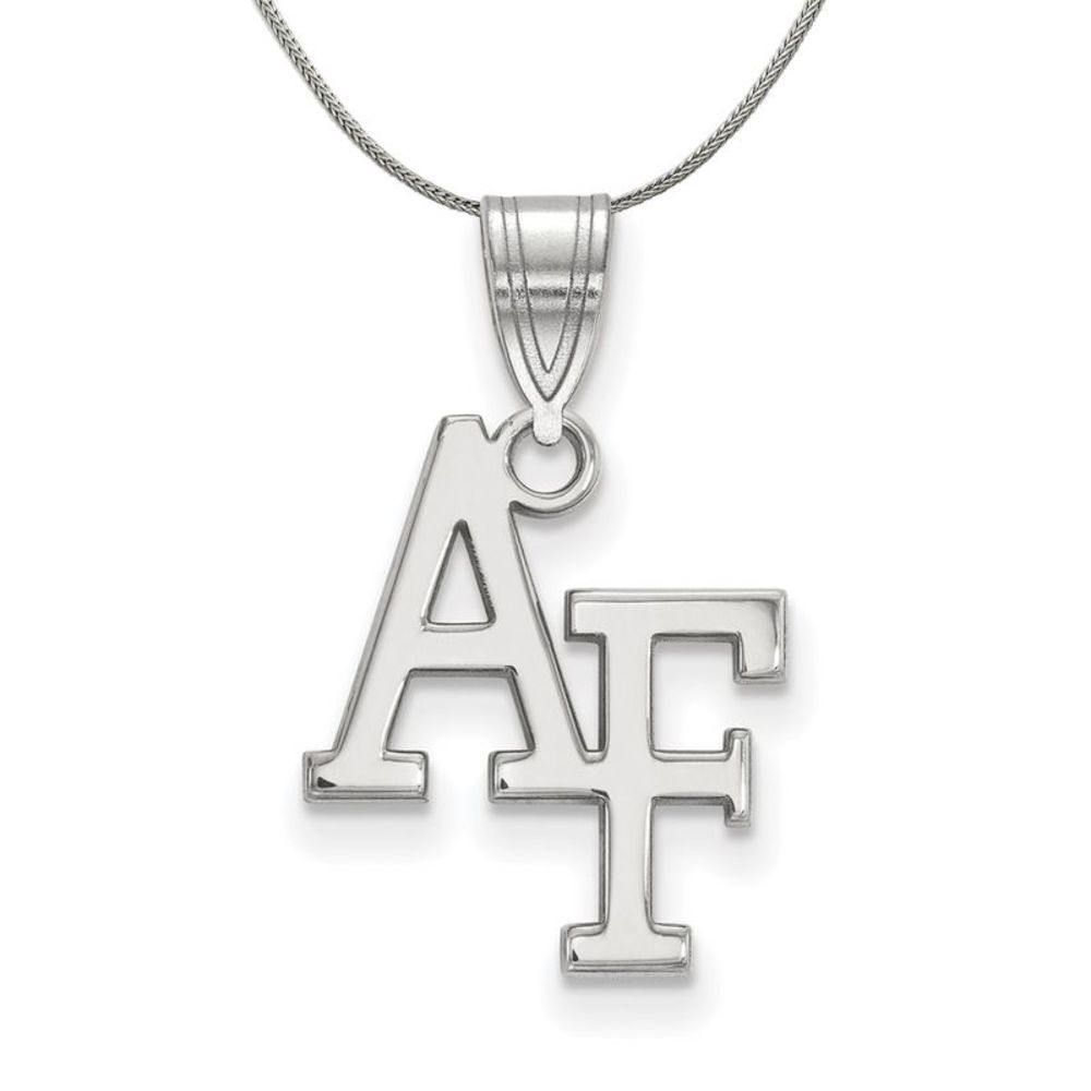 Sterling Silver Air Force Academy Medium 'AF' Necklace - 16 Inch